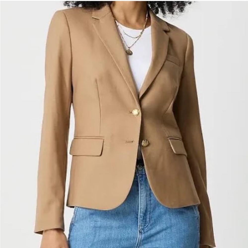 J. Crew Tan Blazer Gold Buttons